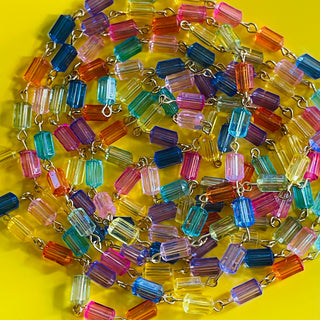 1 strand acrylic link chain bead strand polygon shaped (read full details)