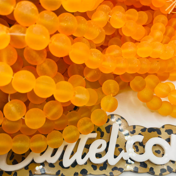 80 beads 10MM 1 Strand Glass Orange frosted