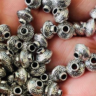 50 piece silver alloy  Bicone tribal spacer beads