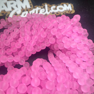 1 Strand 8MM Glass Pink frosted beads (99 beads per strand)