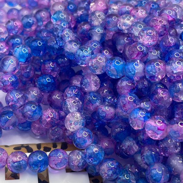 100 beads 8MM strand Cracked blue raspberry