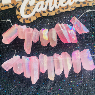 1 Strand Gemstone Dyed Quartz nuggets-Pearl pink