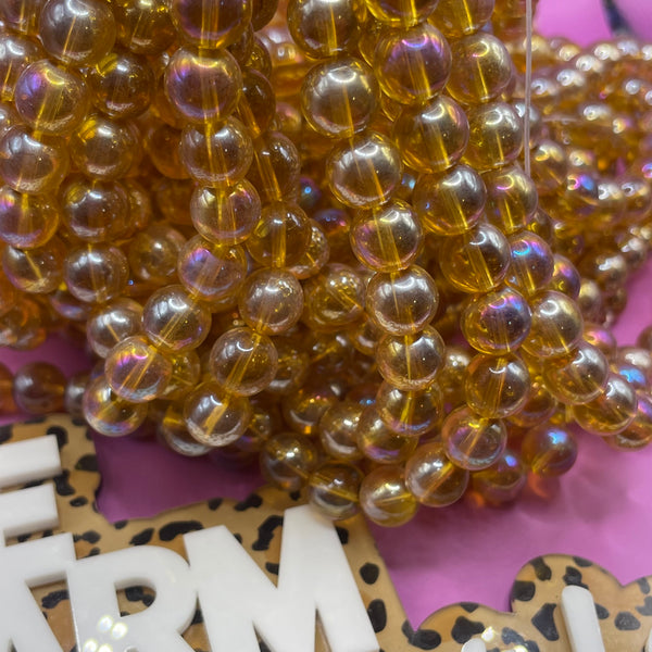 10MM Glass Strand- AB plated Dark Golden