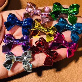 9 piece random color mix acrylic  metallic bow beads