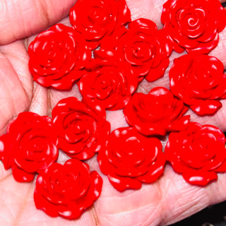 10 piece rose beads with holes on the sides