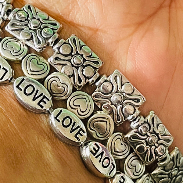1 strand mixed alloy spacer beads antique silver - pick your strand style
