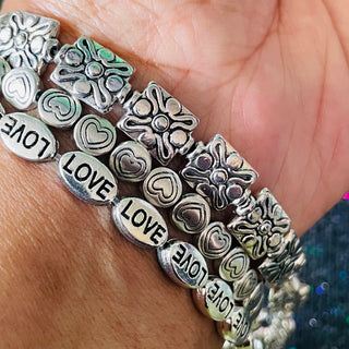 1 strand mixed alloy spacer beads antique silver - pick your strand style