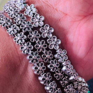 1 strand mixed alloy spacer beads antique silver - floral style