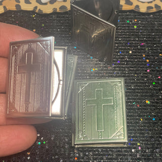 1 piece stainless steel Bible pendant (locket does flip open) silver