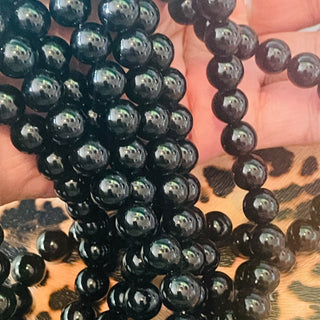 Glass 1 strand 10MM Crystal EP beads  Pearl luster - Black