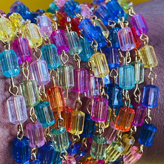 1 strand acrylic link chain bead strand polygon shaped (read full details)