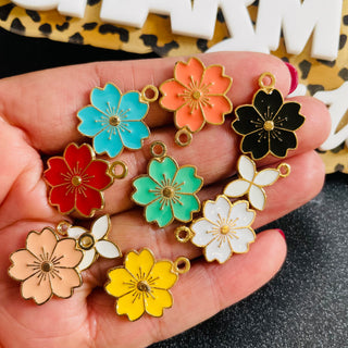 10 piece dainty floral charm mix as pictured