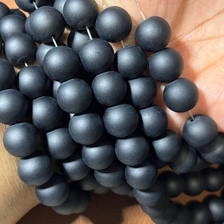 70  piece Bead strand 12MM Frosted Black