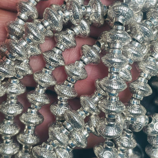 1 strand Alloy Beads silver tribal Bicone shaped- scroll down for full details and sizing