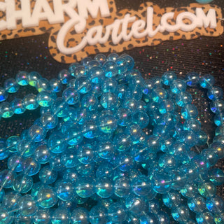10MM Glass Strand- AB plated Sky Blue