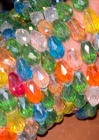 1 strand glass teardrop bead strand multi color