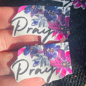 1 piece resin image words Pray Floral theme