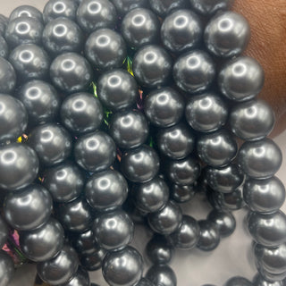 1 Strand 12MM Glass Pearl Slate Gray
