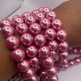 1 Strand 14MM Glass Pearl Pearl Pink (some strands may be bagged and loose)