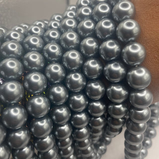 1 Strand 12MM Glass Pearl Slate Gray