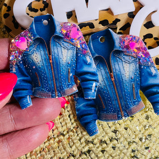 1  Piece Custom Resin Image-Includes gloss and holes (read full Product details) pink embellished denim jacket