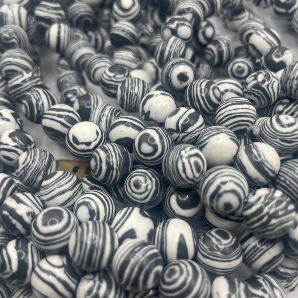 1 Strand Stone 10MM Beads Ash Black and  white (looks like a gray black)