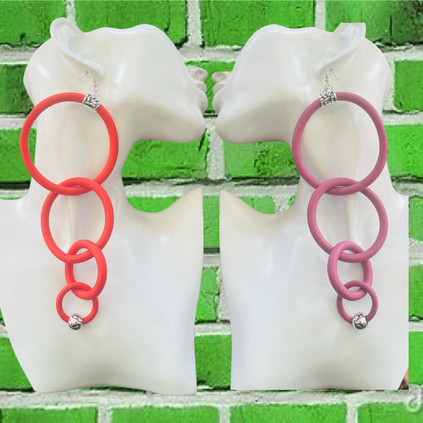 1 pair Faux Leather Lightweight very long earrings- (very lightweight)