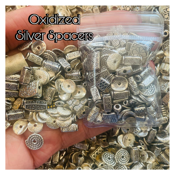 1 Small baggie of mixed silver oxidized spacers(read full details by scrolling to the bottom of the product)