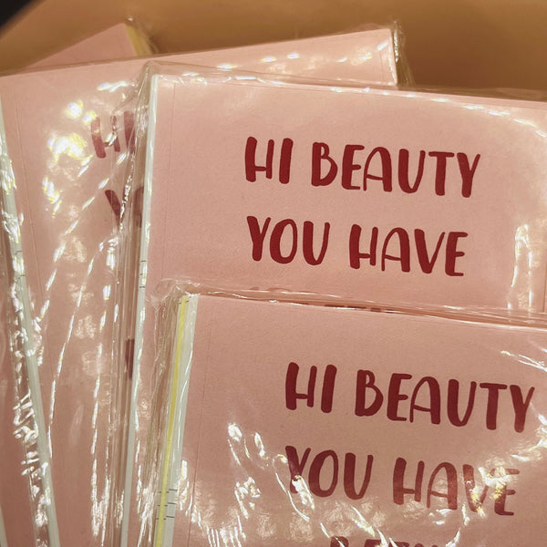 40 pack long Pink Hi Beauty you have been expecting me stickers