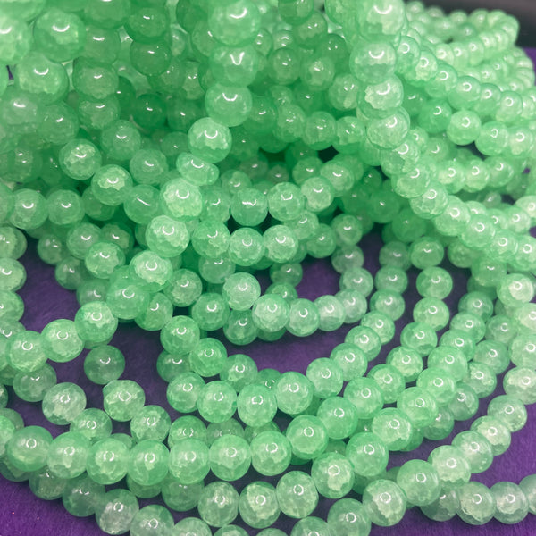 100 beads 8MM Glass-green hue