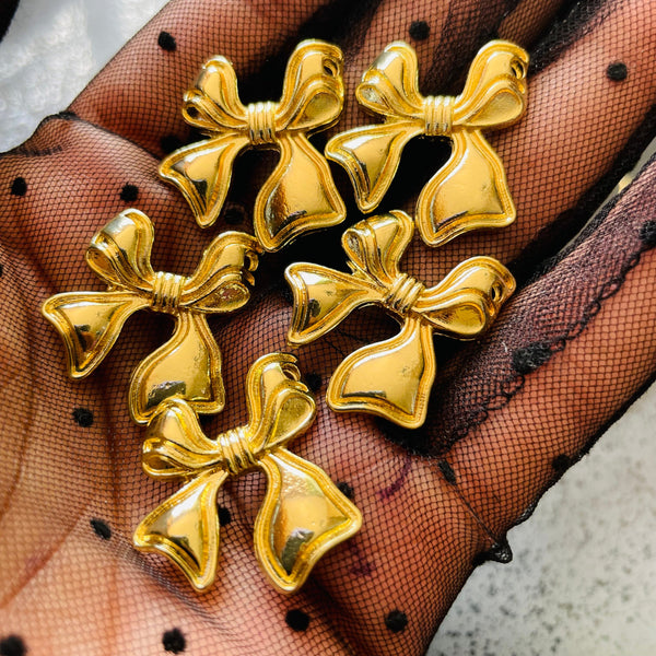 1 Piece Alloy  Gold Bow charm hole is on the side