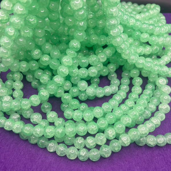 100 beads 8MM Glass-green hue