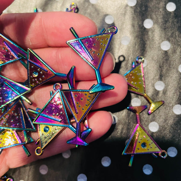 2 piece Martini rainbow charm