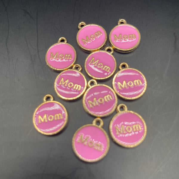 5 piece MINI Sized pink gold mom charm