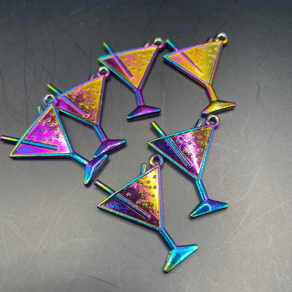 2 piece Martini rainbow charm