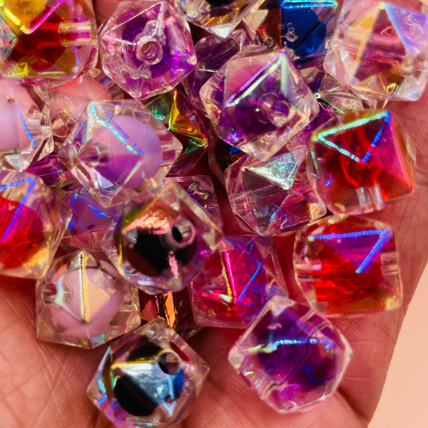 44 piece bagged abalone acrylic multi color beads with chrome colored pen included
