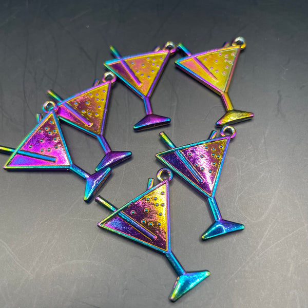 2 piece Martini rainbow charm