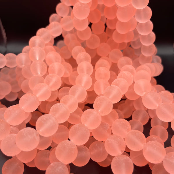 70 beads  (12MM) Frosted pink salmon
