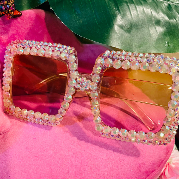 1 pair Glass Rhinestone Sunglasses