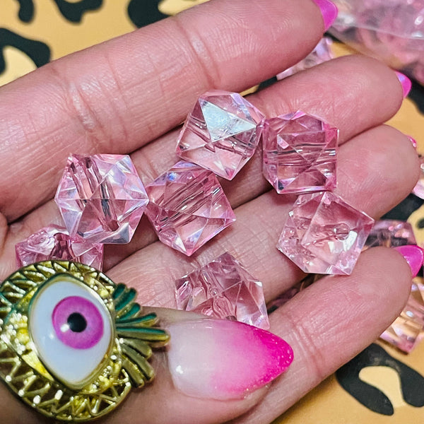 10 piece pink cube acrylic beads