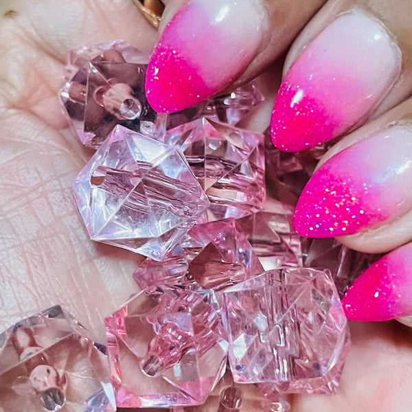 10 piece pink cube acrylic beads