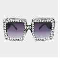 1 pair Glass Rhinestone Sunglasses