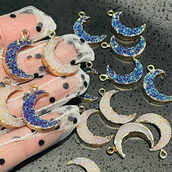2 Piece Resin Moon Charms (read details)