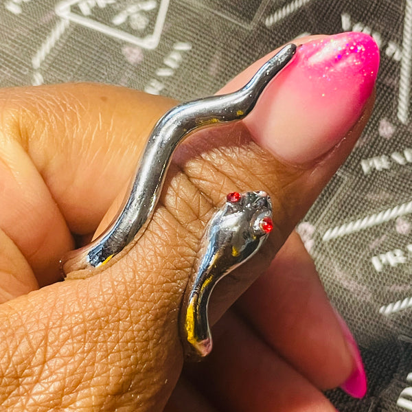 Silver adjustable snake ring