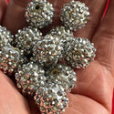 5 Piece 16MM Resin Silver Bling Beads