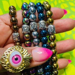 1 piece Hematine Buddha asst color bracelets