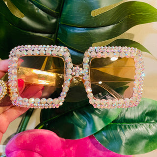 1 pair Glass Rhinestone Sunglasses