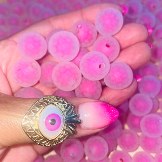 10 piece Frosted pink candy beads