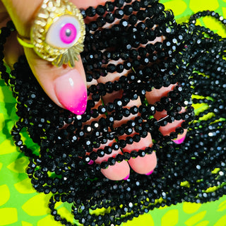 1 Strand black Glass 4MM Ron/Face beads