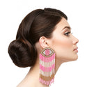 1 pair seed bead pink eye earrings